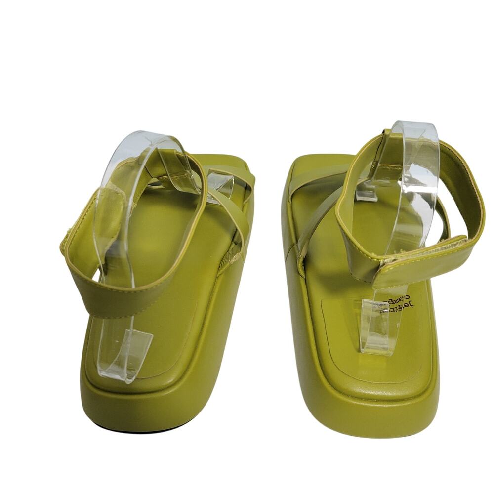 Jeffrey Campbell  Devis Wedge Green Leather Sandals Ankle Strap Size 9 72525-783 - Picture 3 of 6